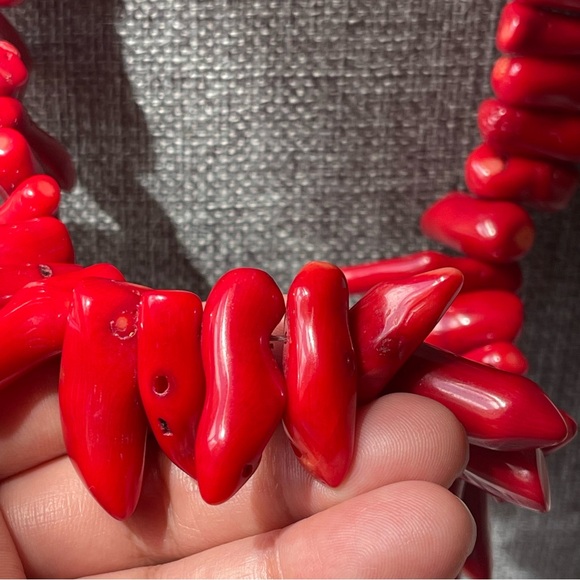 RED CORAL | Rich Red Color Full Single Strand Necklace - Picture 3 of 16